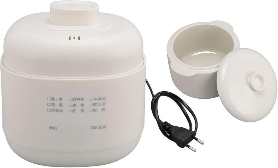 Elektrische Stoofpot Soepketel Langzaam Koken Keramische Voering 1 Liter Wit