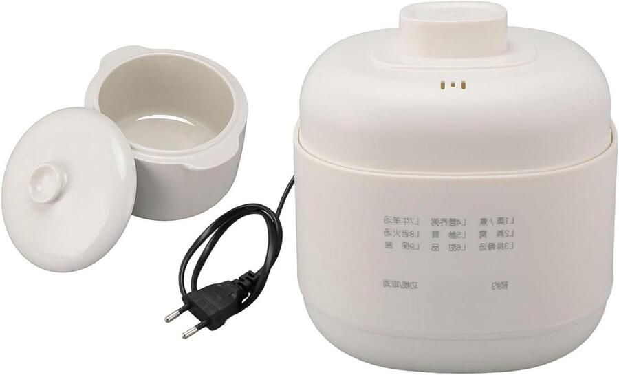 Elektrische Stoofpot Soepketel Langzaam Koken Keramische Voering 1 Liter Wit