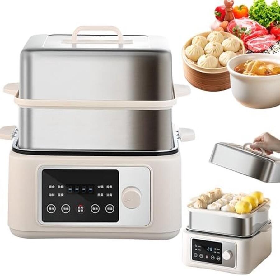 Elektrische Voedselstomer Groentestomer Keuken Gezond Koken Touchscreen Bediening 16L Capaciteit Zwart