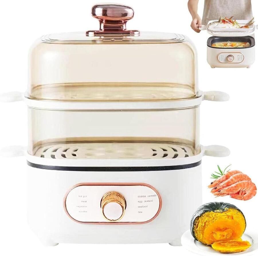 Elektrische Stoomboot Stoomkoker Multifunctioneel Gezond Koken 8-in-1 Kookfuncties 25 liter Wit