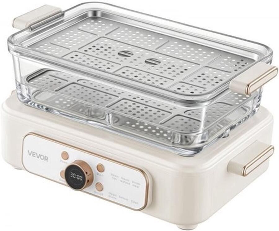 Elektrische Stoomkoker 1200 W 6 Liter Inhoud Wit Glas Voor Groenten En Vis Voedselkoker