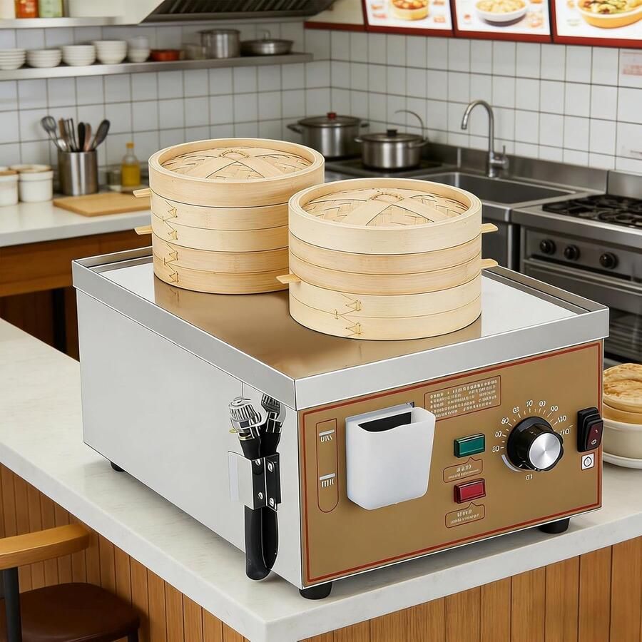 Elektrische Stoomkoker Commerciële Stoomoven Dim Sum Koken Droogkookalarm 2 Gaten Meerkleurig