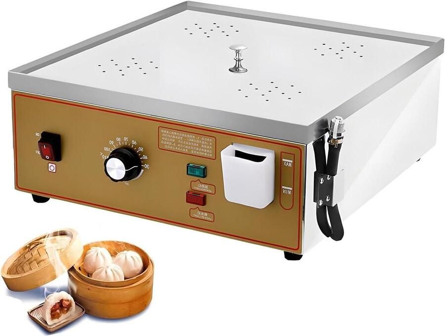 Elektrische Stoomkoker Dim Sum Maker Broodjes Stomen Droogkookalarm 4 Gaten Zilver