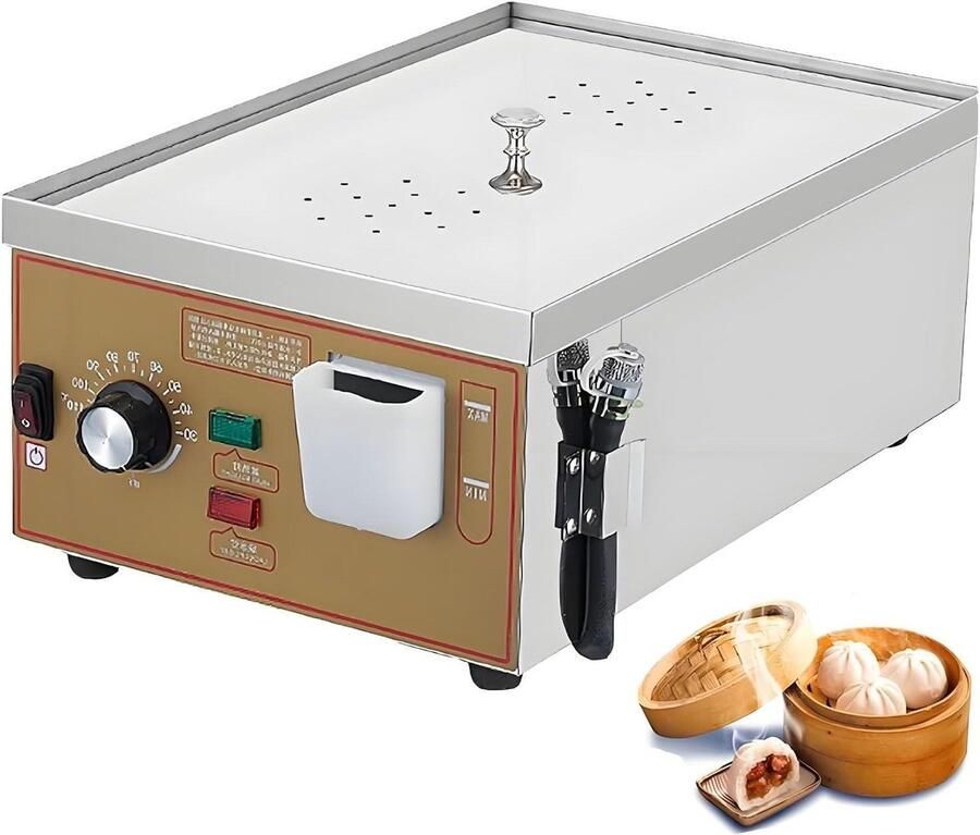 Elektrische Stoomkoker Dim Sum Maker Gestoomd Eten Bereiden Droogkookalarm 220 Volt Zilver