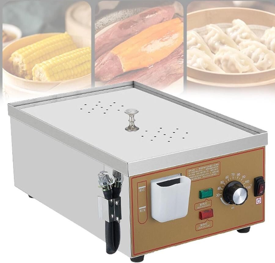 Elektrische Stoomkoker Dim Sum Stoommachine Thuis Koken Droogkookalarm Automatische Watertoevoer 2 Gaten 52x35x21cm