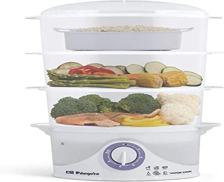 Elektrische stoompan Stoomkoker Gezond koken BPA-vrij materiaal 9 Liter capaciteit Wit