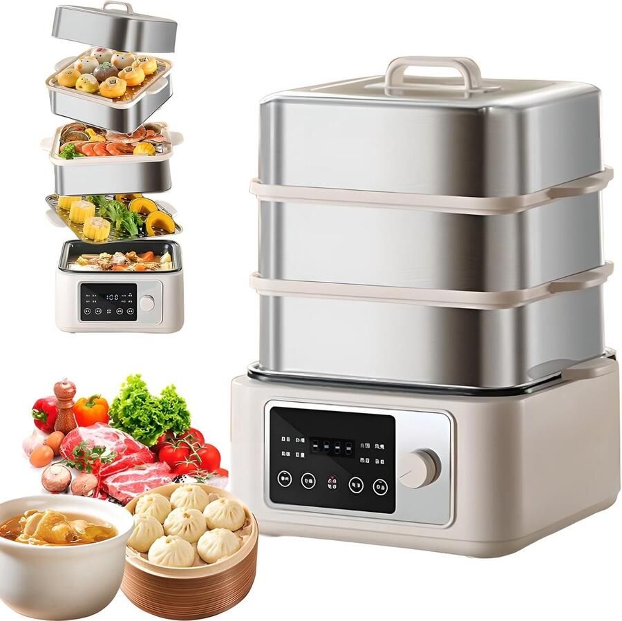 Elektrische Stoomkoker Groente Stomer Gezond Koken Touchscreen Bediening 16 Liter Capaciteit