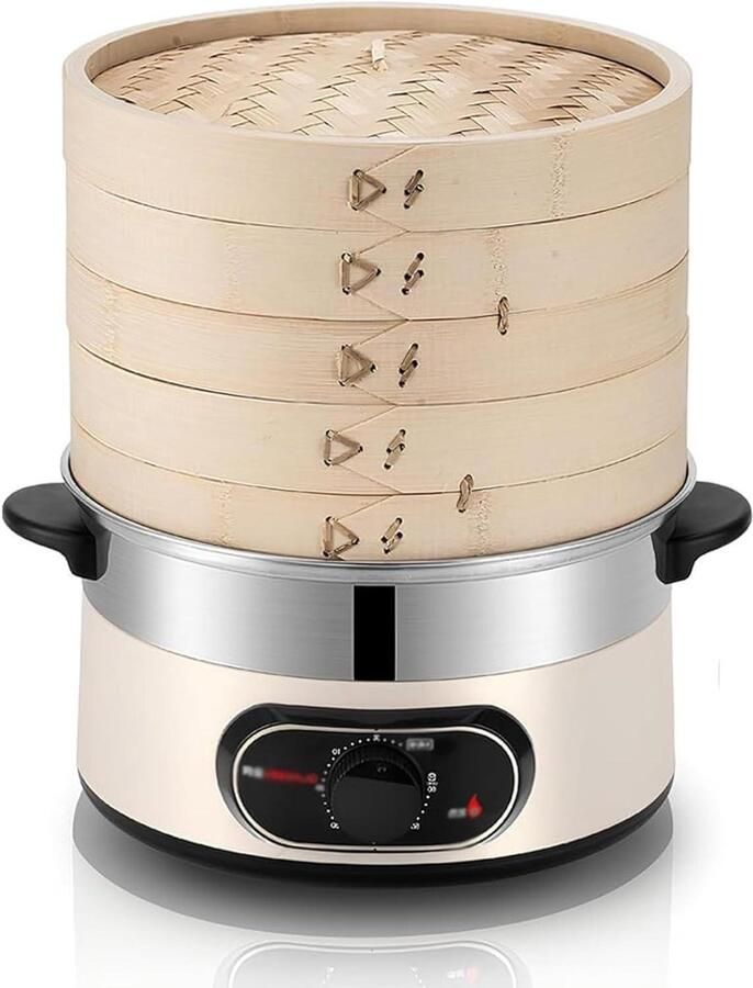 Elektrische Stoomkoker Keuken Stoomapparaat Gezond Koken Dubbele Laag 12L Capaciteit Zilver