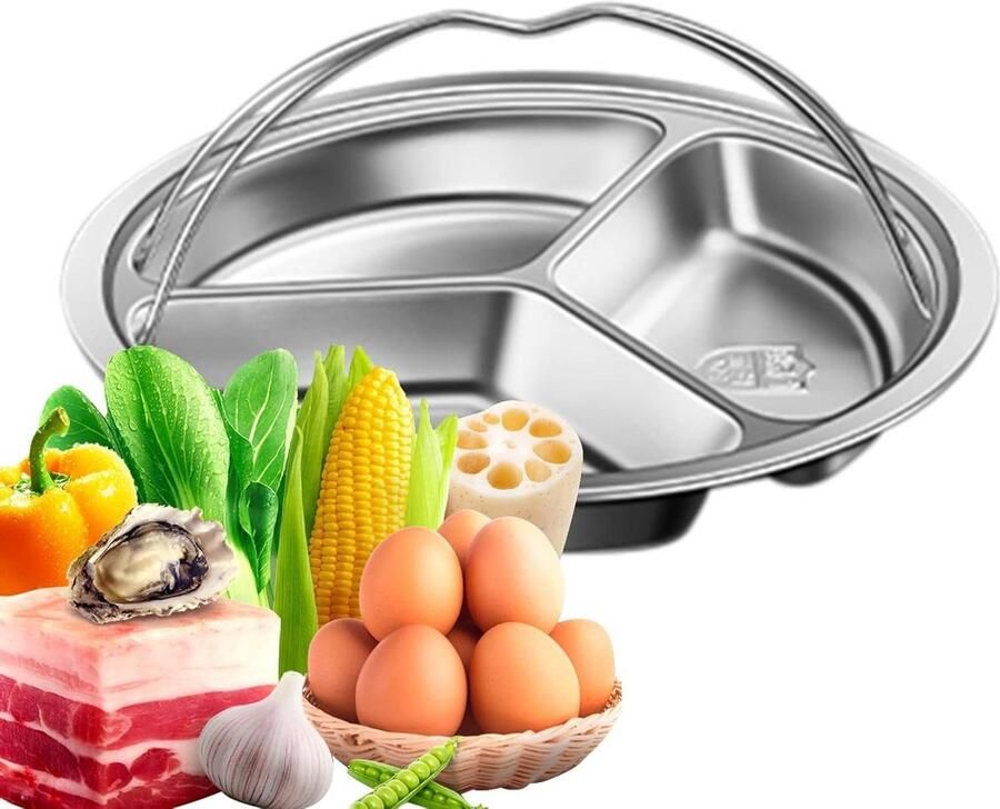 Elektrische Stoomkoker Maaltijdverdeler Gezond Koken Compartimenten Tray 20.1 x 19.8 x 5.6 cm Multicolor