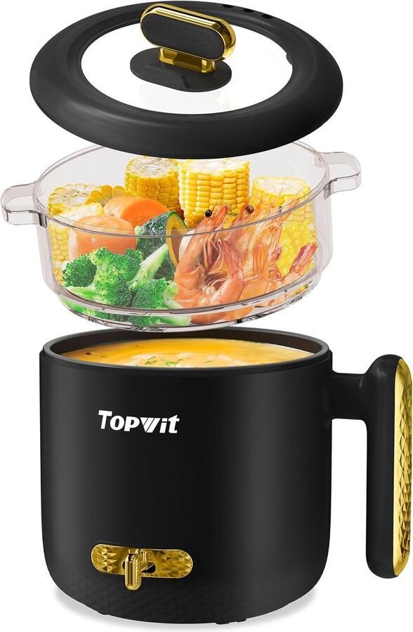 Elektrische Stoomkoker Multicooker Rijstkoker Snel Maaltijden Bereiden Dubbele Power Instellingen 1.8 Liter Zwart
