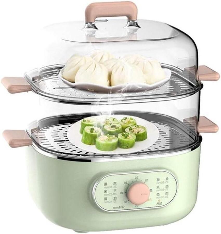 Elektrische Stoomkoker Ontbijt Apparaat Gezond Koken Dubbele Laag 6 Liter Transparant