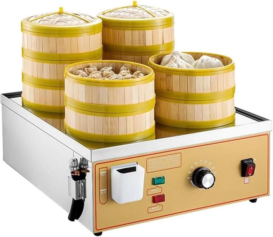 Elektrische Stoomkoker Professionele Stoomoven Dim Sum Koken Vier Gaten Ontwerp 48x45x19 cm