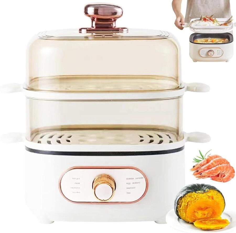 Elektrische Stoomkoker Stoomapparaat Stoomoven Gezond Koken 2-in-1 Multifunctioneel 10.5L Zilver