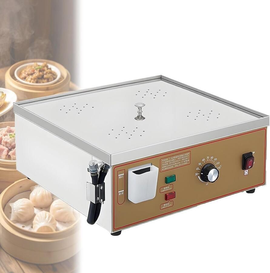 Elektrische Stoomkoker Stoombroodjes Machine Professioneel Koken Automatische Uitschakeling 4 Gaten Zilver