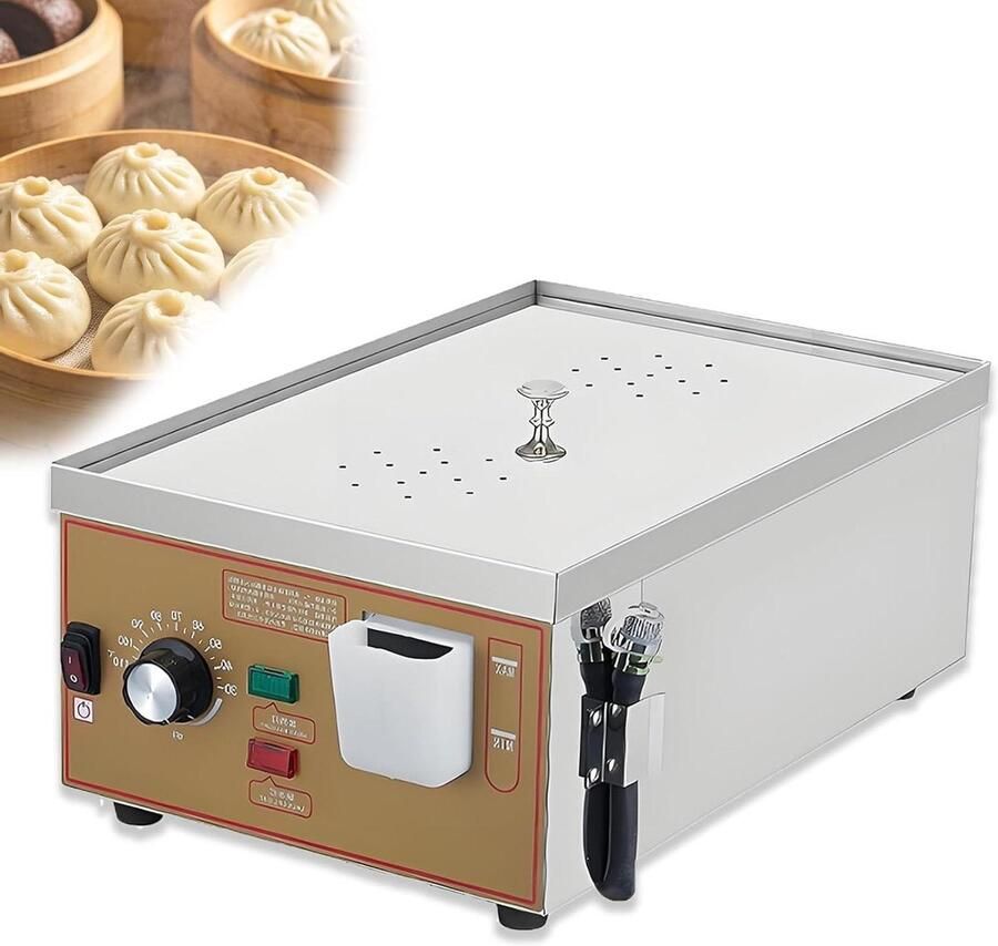 Elektrische Stoomkoker Stoombroodjes Machine Professioneel Koken Temperatuurregeling 30-110℃ 2 Gaten Zilver