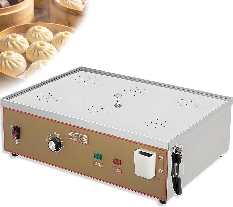 Elektrische Stoomkoker Stoombroodjes Machine Professioneel Koken Temperatuurregeling 30-110℃ 6 Gaten Zilver