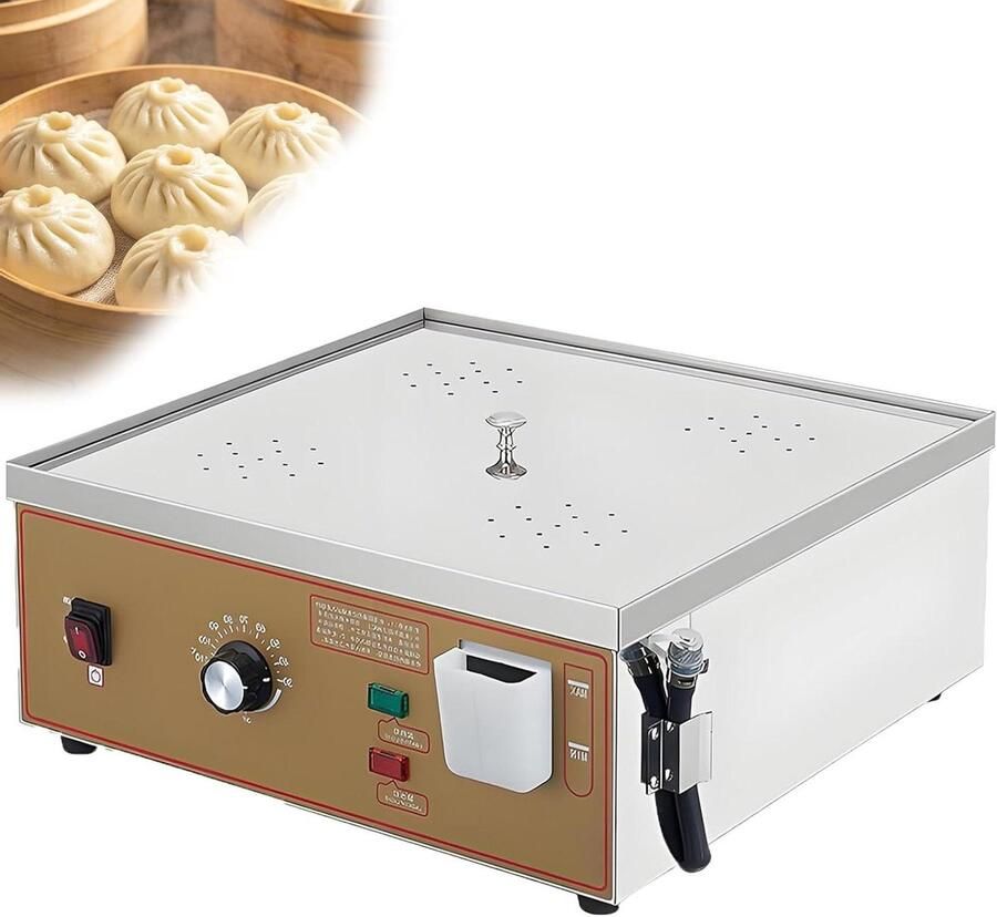Elektrische Stoomkoker Stoombroodjesmachine Stoompan Professioneel Koken Automatische Droogkookbeveiliging 4 Gaten Zilver