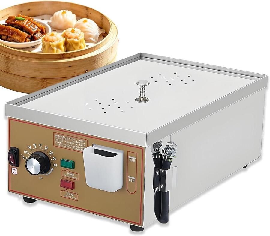 Elektrische Stoomkoker Stoombroodjesmachine Stoompan Professioneel Koken Temperatuurregeling 30-110°C 2 Gaten Meerkleurig