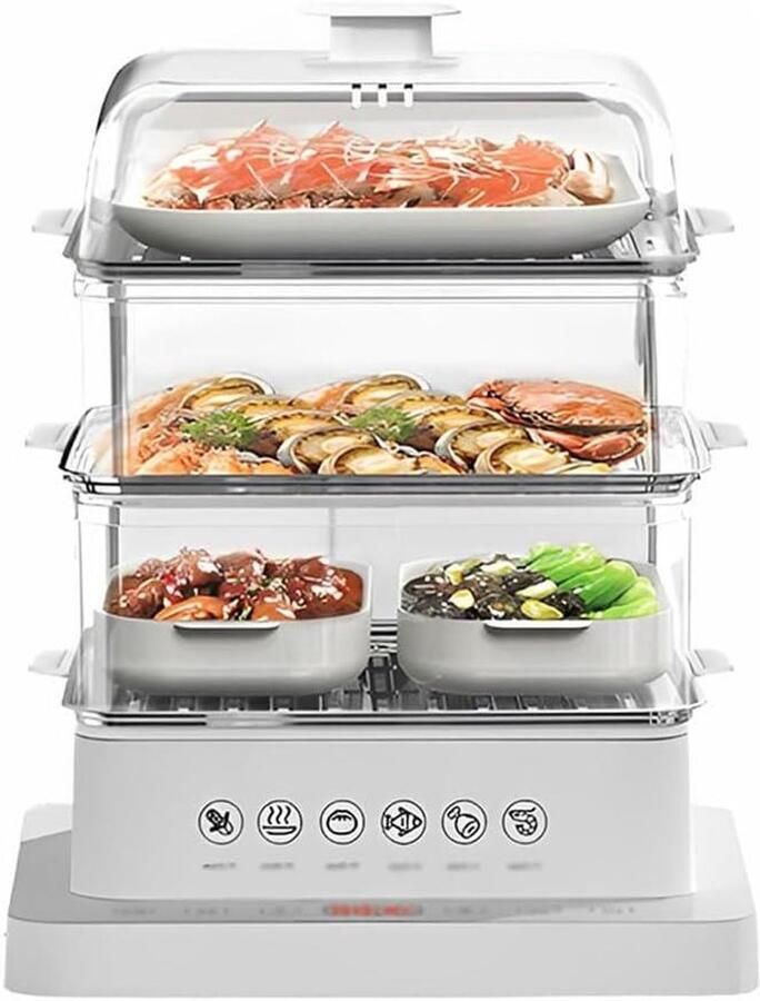 Elektrische Stoomkoker Stoomoven Groenten Gezond Koken 3D Verwarming 40 Liter Wit