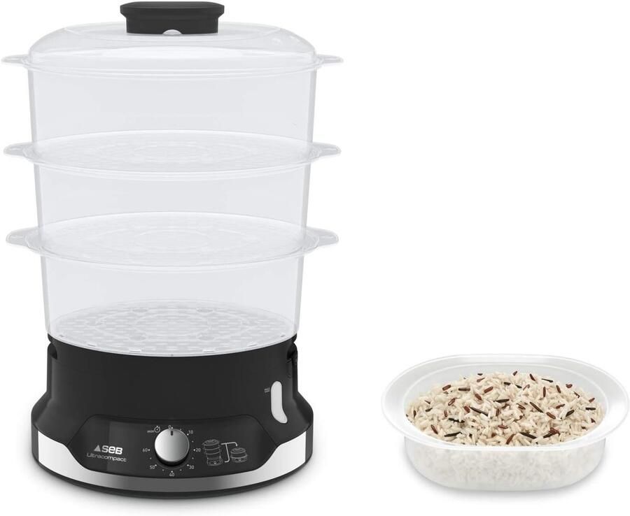 Elektrische Stoompan Compacte Stomer Gezond Koken 9 Liter Capaciteit 31x28x27 cm Zwart