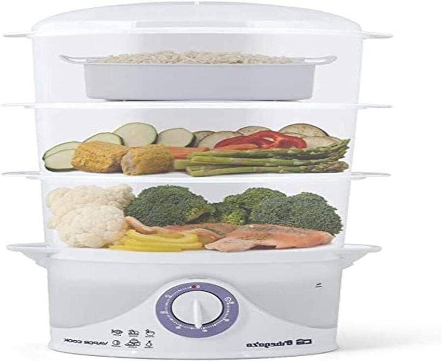Elektrische stoompan Gezond koken Voedzaam eten BPA-vrij materiaal 9 Liter capaciteit Wit - Foto 1