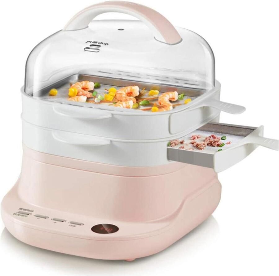 Elektrische Stoompan Mini Fornuis Snel Koken 6 Kookmodi 3 Liter Roze