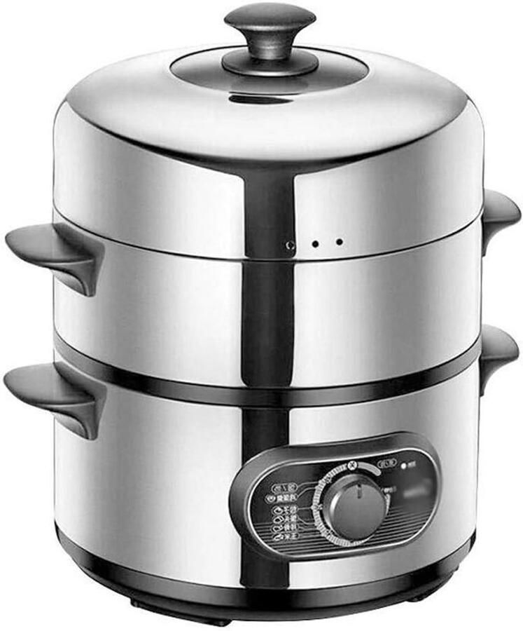 Elektrische Stoompan Multicooker Stomer Gezond Koken 3 Lagen Stoom 28 cm Diameter Zilver