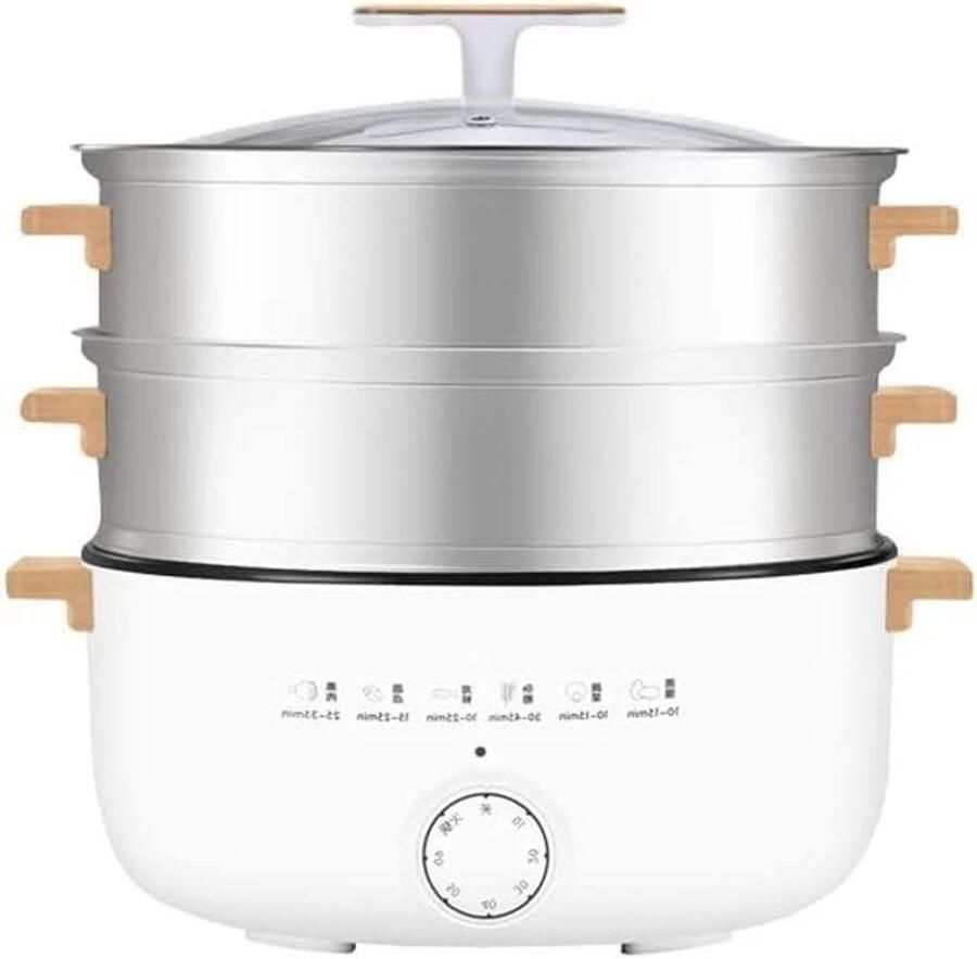 Elektrische stoompan Multifunctionele steamer Gezond koken Draaibediening met één knop 12 liter capaciteit Zwart