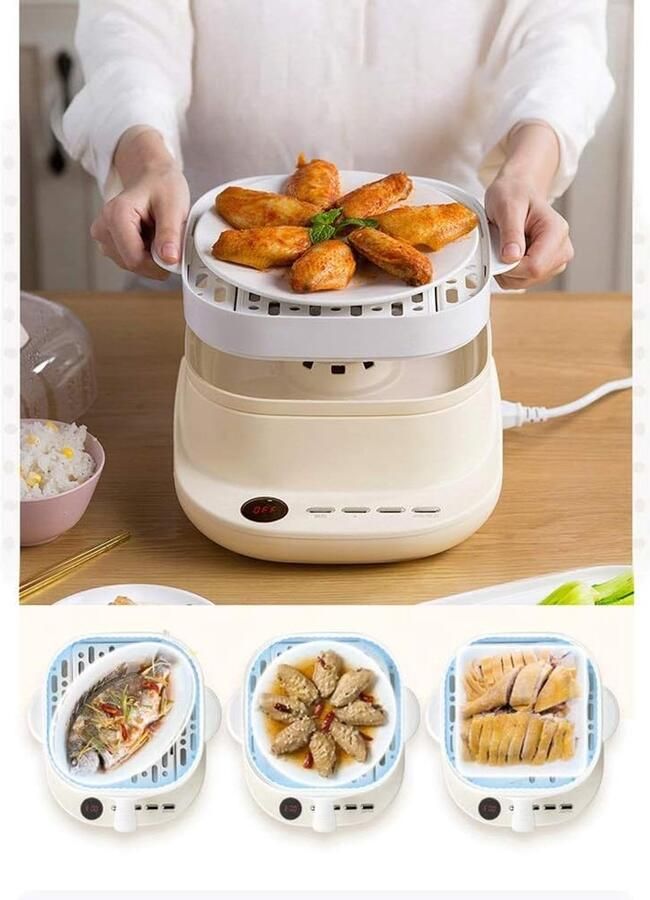 Elektrische stoompan Rijstnoedelmachine Ontbijt bereiden Dubbellaags stomen 29 x 27 x 29 cm