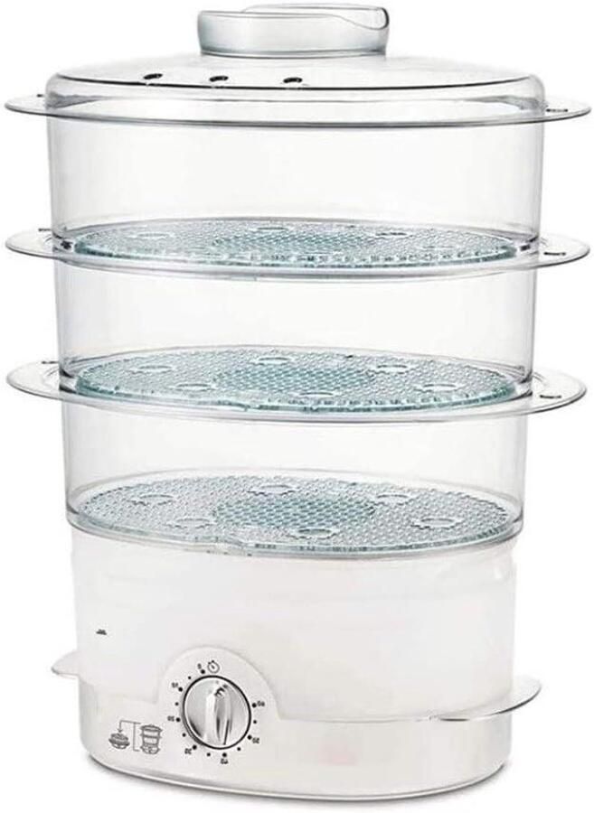 Elektrische stoompan Stoomkoker 3 etages Gezond koken Automatische timer 8 liter capaciteit Zwart