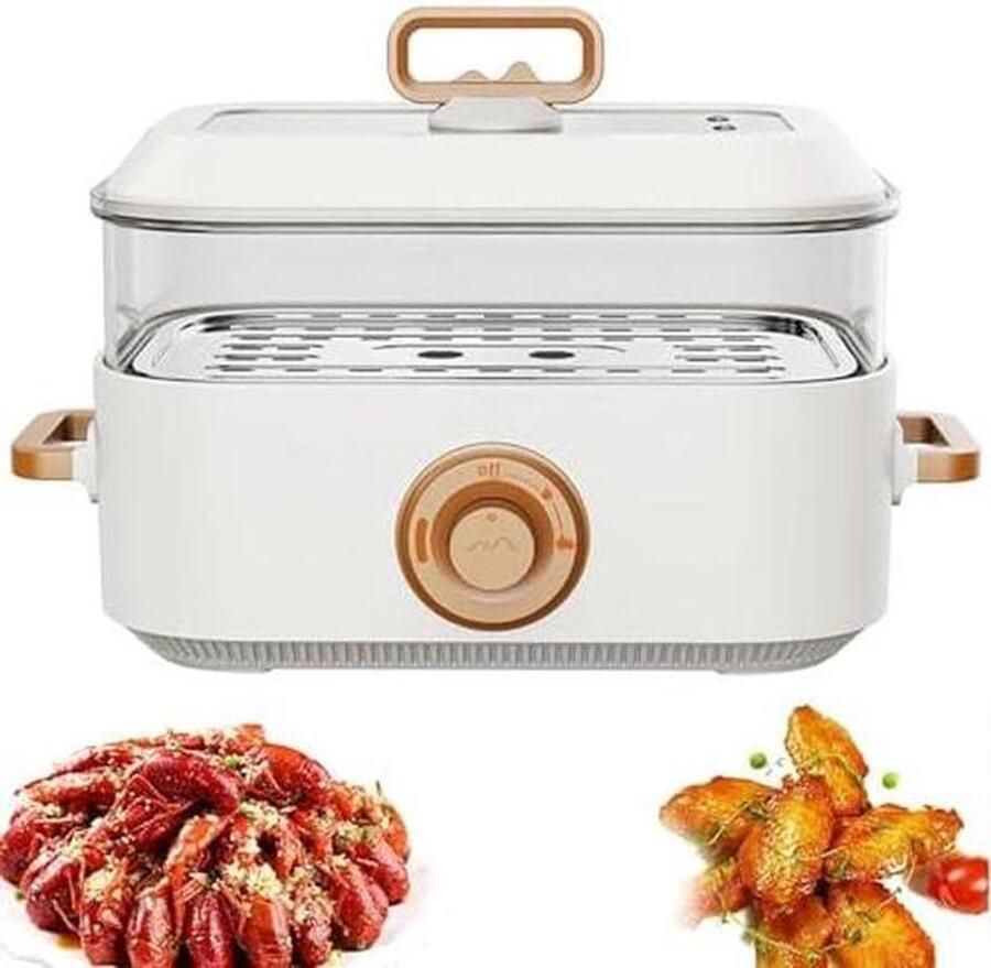 Elektrische Stoompan Stoomkoker Gezond Koken Dubbele Temperatuurregeling 12 Liter Zilver