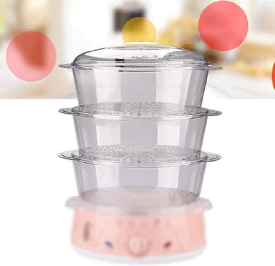 Elektrische stoompan Stoomkoker multifunctioneel Gezond koken Zichtbaar waterniveau 10.5 liter Roze