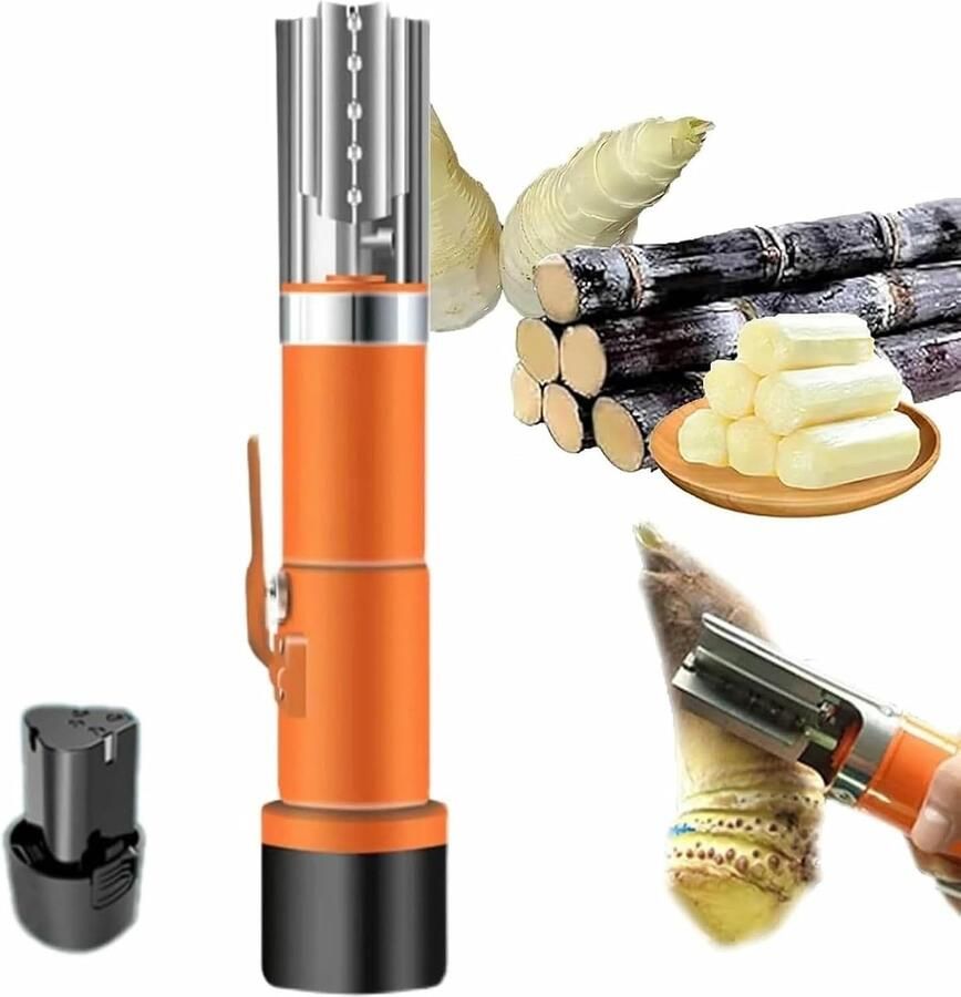 Elektrische Suikerriet Schraper Suikerriet Dunschiller Vruchten Schillen Dubbele Lagers 2600mAh Batterij Wit