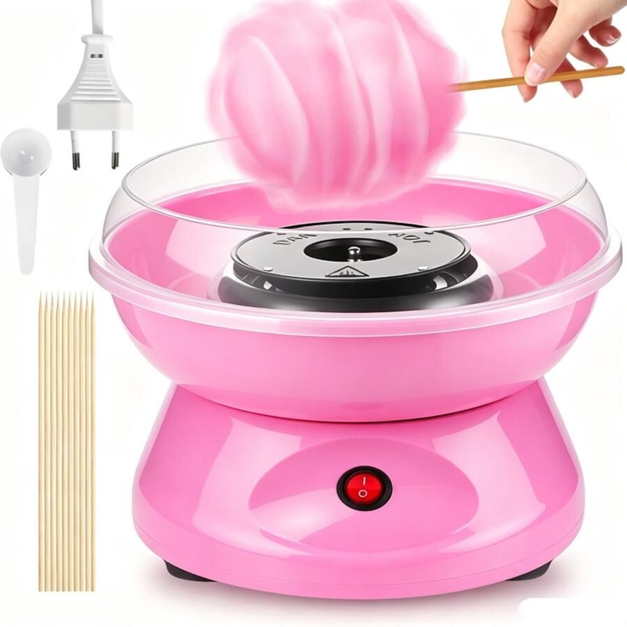 Elektrische suikerspinmachine 450W suikerspin maker met accessoires gemakkelijk te gebruiken en schoon te maken voor verjaardagen en feestdagen（roze）