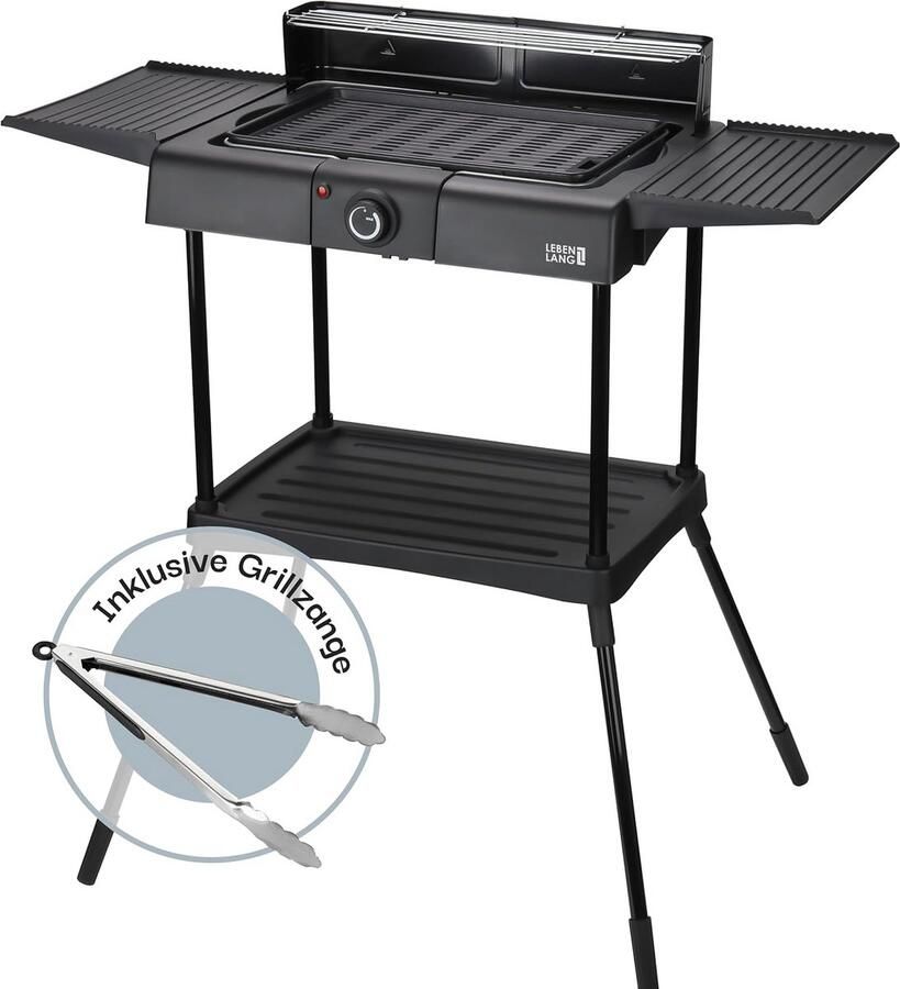 Elektrische Tafelgrill 2-in-1 met Onderstel en Tang Binnen en Buiten BBQ