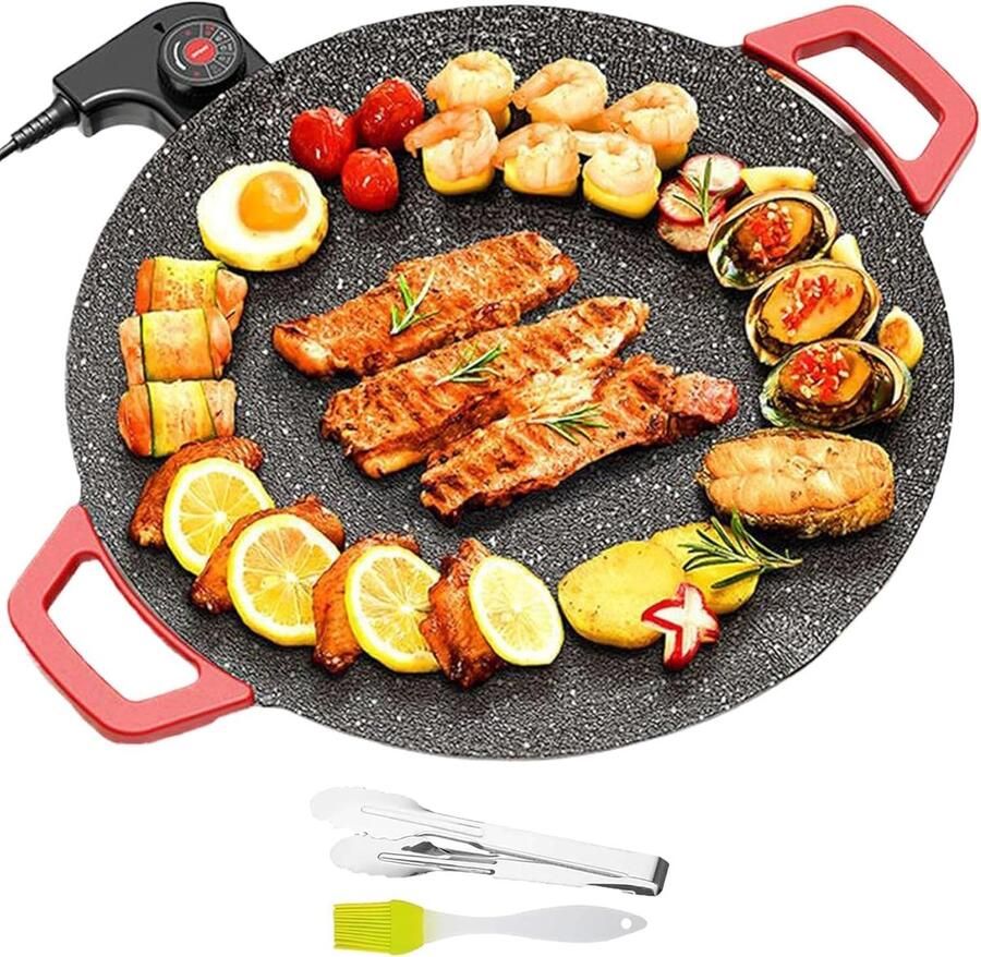 Elektrische Tafelgrill Binnen Grillen Compact Koken Rookvrij Grillen 40cm Diameter