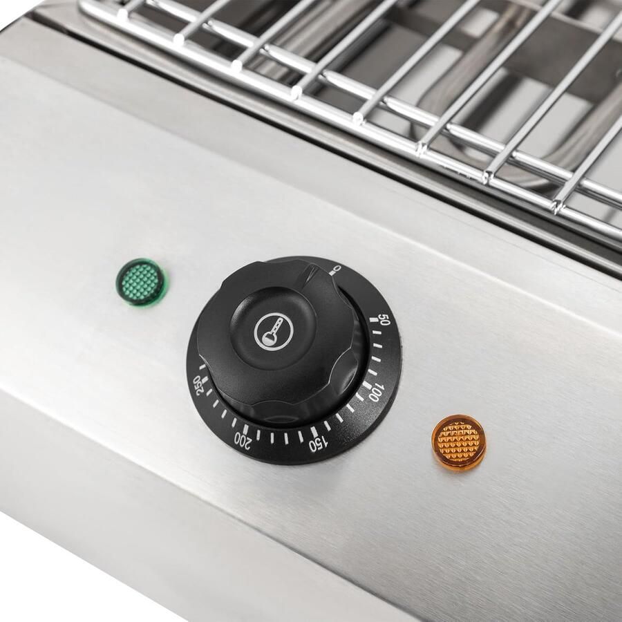 Elektrische Tafelgrill Buiten Grill Feestjes en Picknicks Instelbare Temperatuur 50-300°C 54x28x13.5 cm Zilver