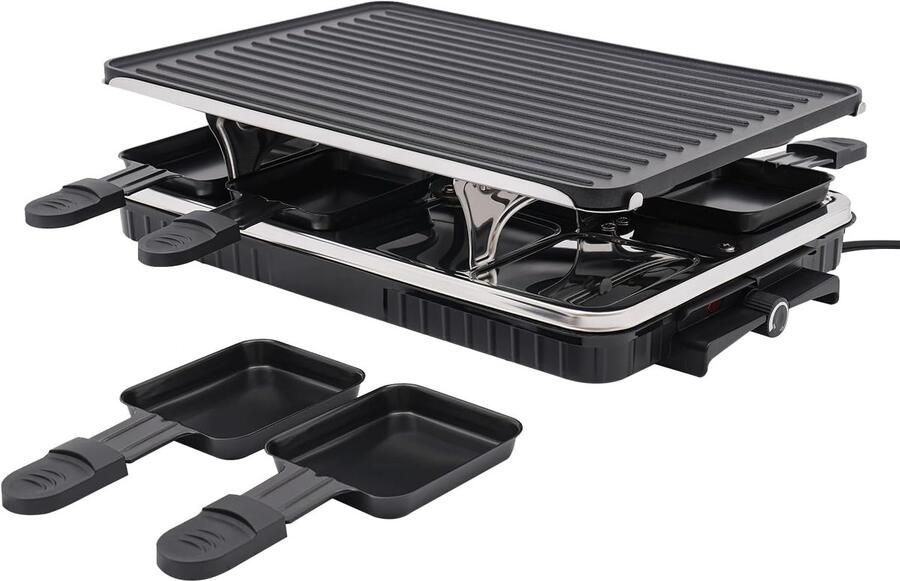 Elektrische Tafelgrill Contactgrill Bakplaat Buiten Grillen Inclusief Bakvormpjes 41.5 x 25.5 cm Zwart