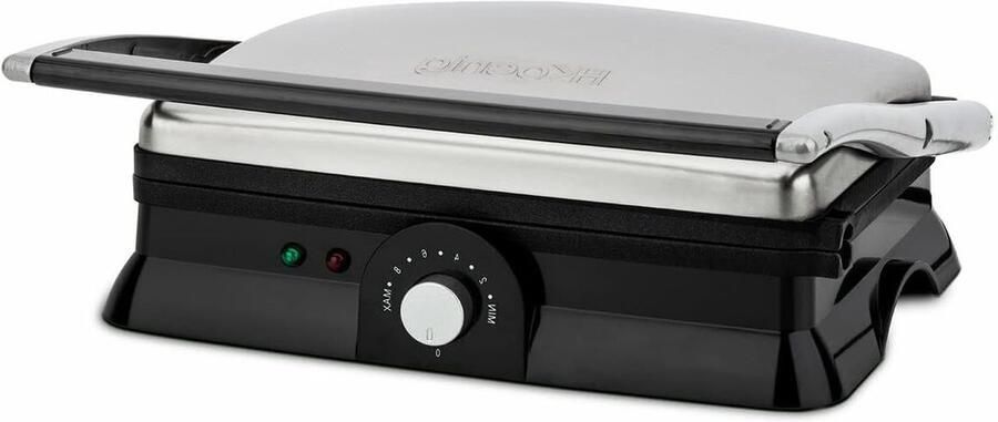 Elektrische Tafelgrill Contactgrill Binnen Gezellig Grillen Verstelbare Hoogte 297 x 23 cm Zilver