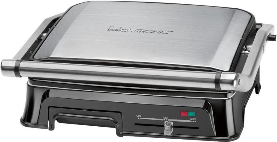 Elektrische Tafelgrill Contactgrill Plancha Vetvrij Koken Keramische Platen 23x30 cm Oppervlak Zilverkleurig