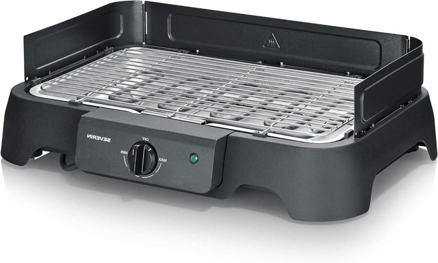 Elektrische Tafelgrill Contactgrill Tafelmodel Buiten Koken Roestvrijstalen Grillrooster 38 x 22.5 cm Zwart