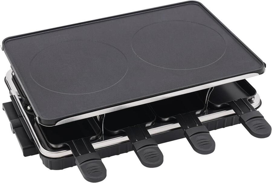 Elektrische Tafelgrill Dubbele Barbecue Gezellig Buiten Eten 8 Kleine Bakplaten 415 x 255 cm Zwart