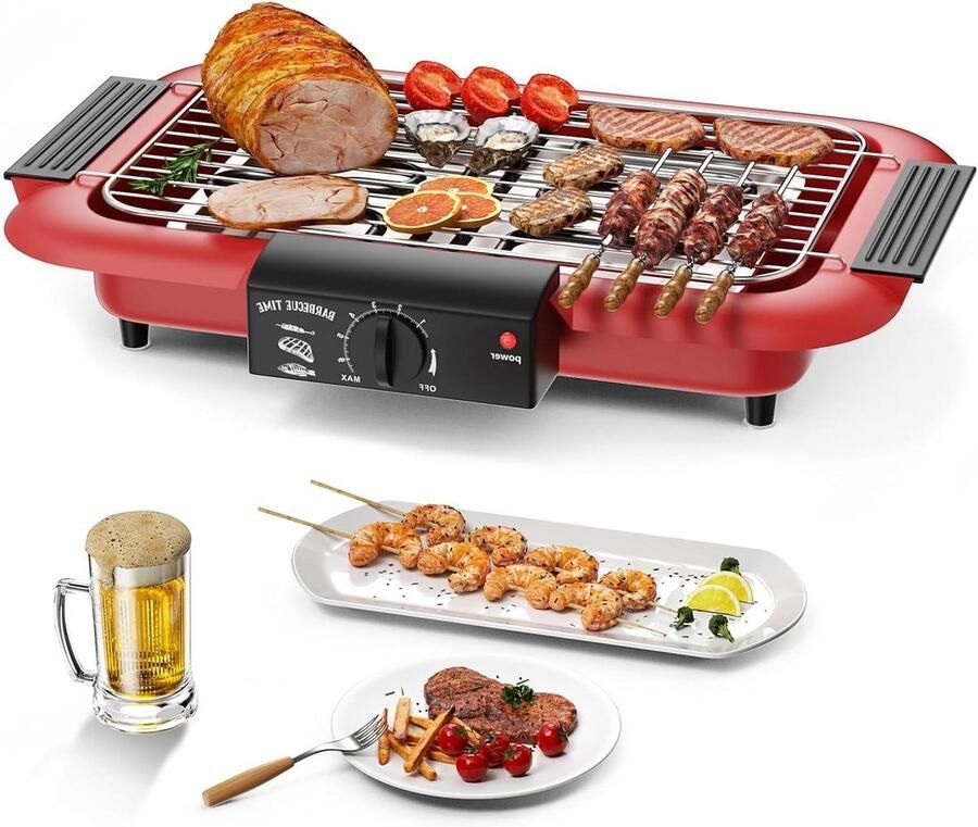 Elektrische Tafelgrill Elektrische Barbecue Binnen en Buiten Minder Rook 48 x 34 x 10 cm