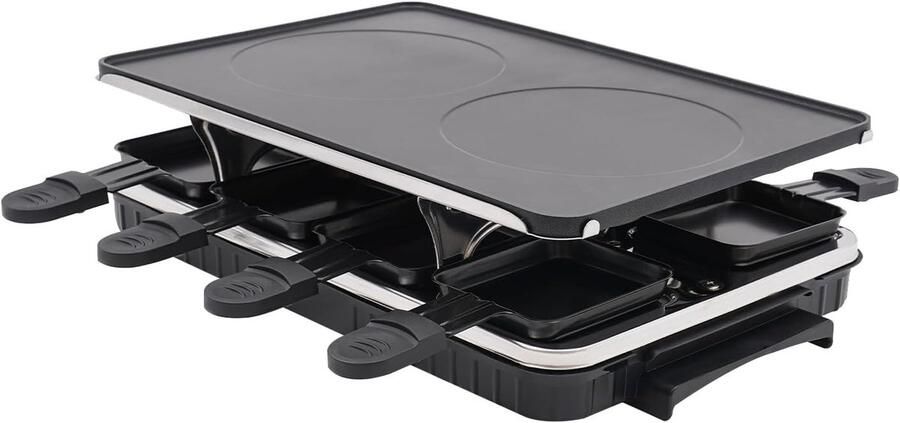 Elektrische Tafelgrill Elektrische Grillplaat Gezellig Tafelen 2-in-1 Functie 415 x 255 cm Zwart