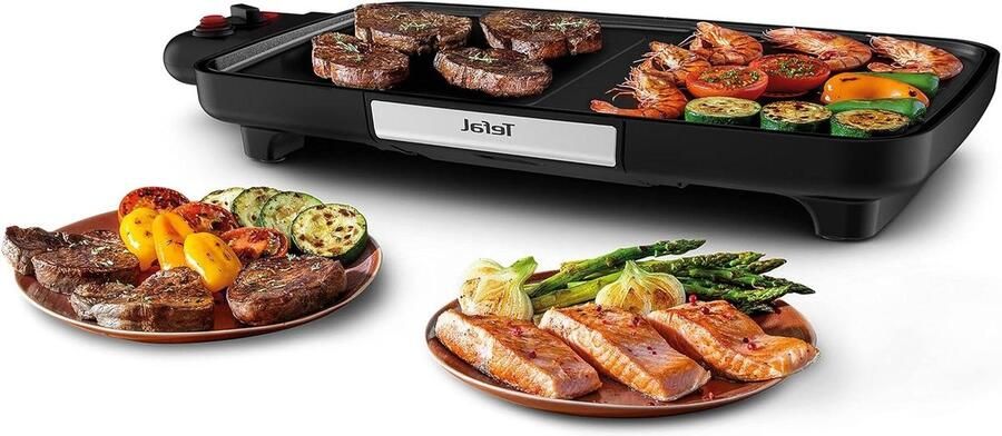 Elektrische Tafelgrill Indoor Grill Gezellig Tafelen Power Boost Zone 6-8 Personen Zwart