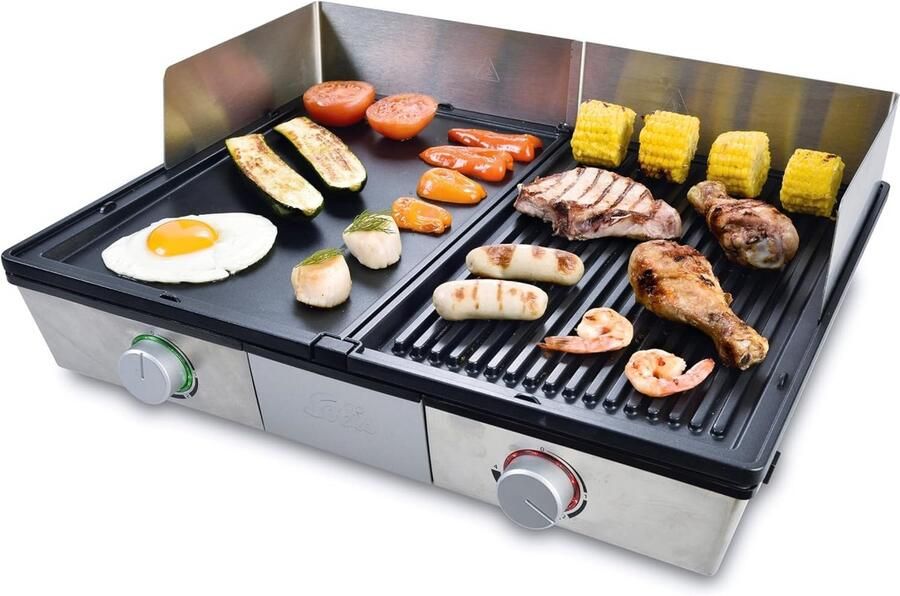 Elektrische Tafelgrill met Geribbelde en Gladde Plaat 2200W Antiaanbaklaag