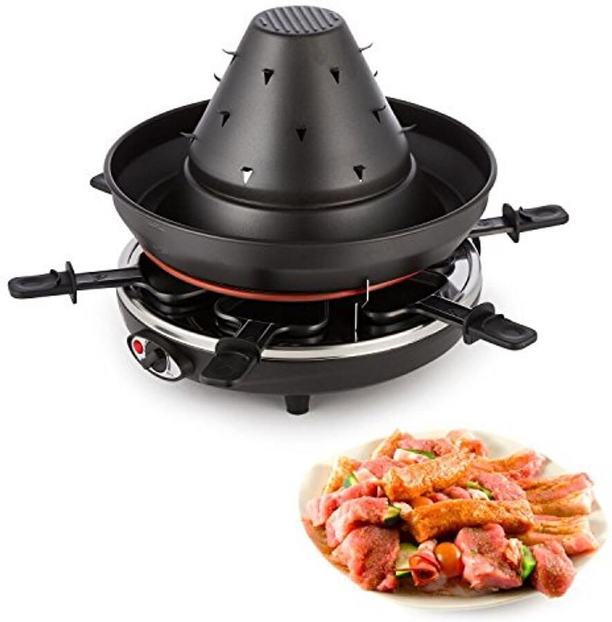 Elektrische Tafelgrill Raclette Grill Gezellig Eten 2-in-1 Functie Voor 6 Personen Zwart