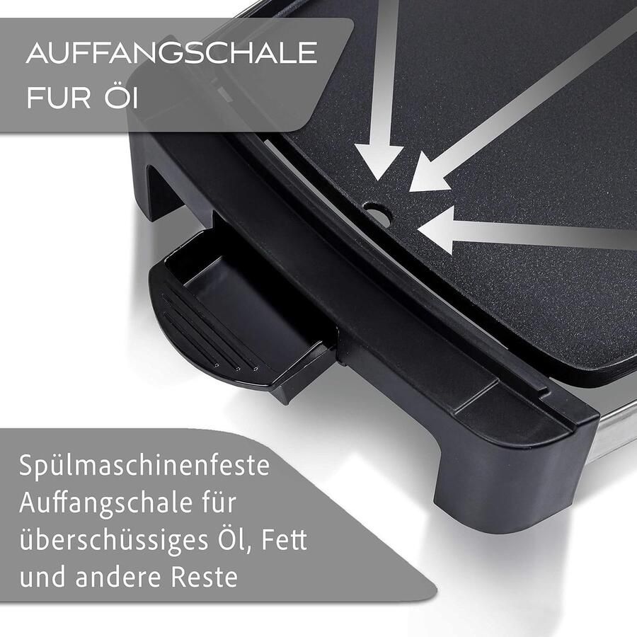 Elektrische Tafelgrill Zwart 45 x 30 cm 2000W Grillplaat met Anti-aanbaklaag Voor Balkon en Binnengebruik
