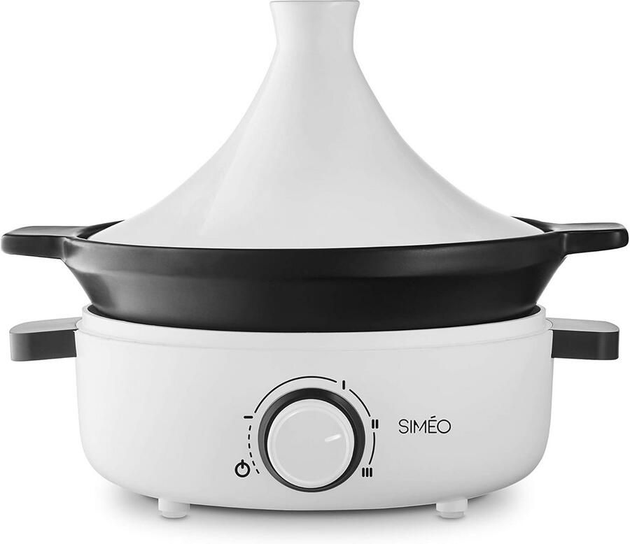 Elektrische Tajine 1000W 1 8 L voor 4 personen Keramisch deksel Langzaam koken Met grillplaat