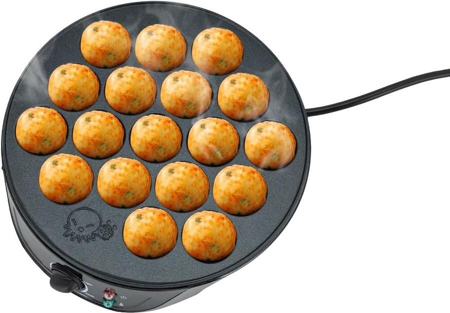 Elektrische Takoyaki Maker met 18 Gaten Instelbare Temperatuur voor Octopusballetjes